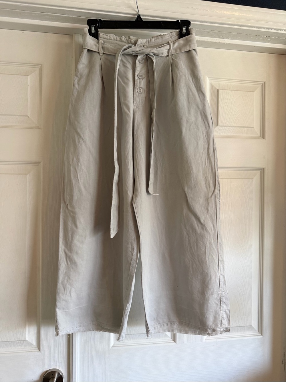 cloth & stone Light Gray High-Waist Wide-Leg Paperbag Chinos with Tie